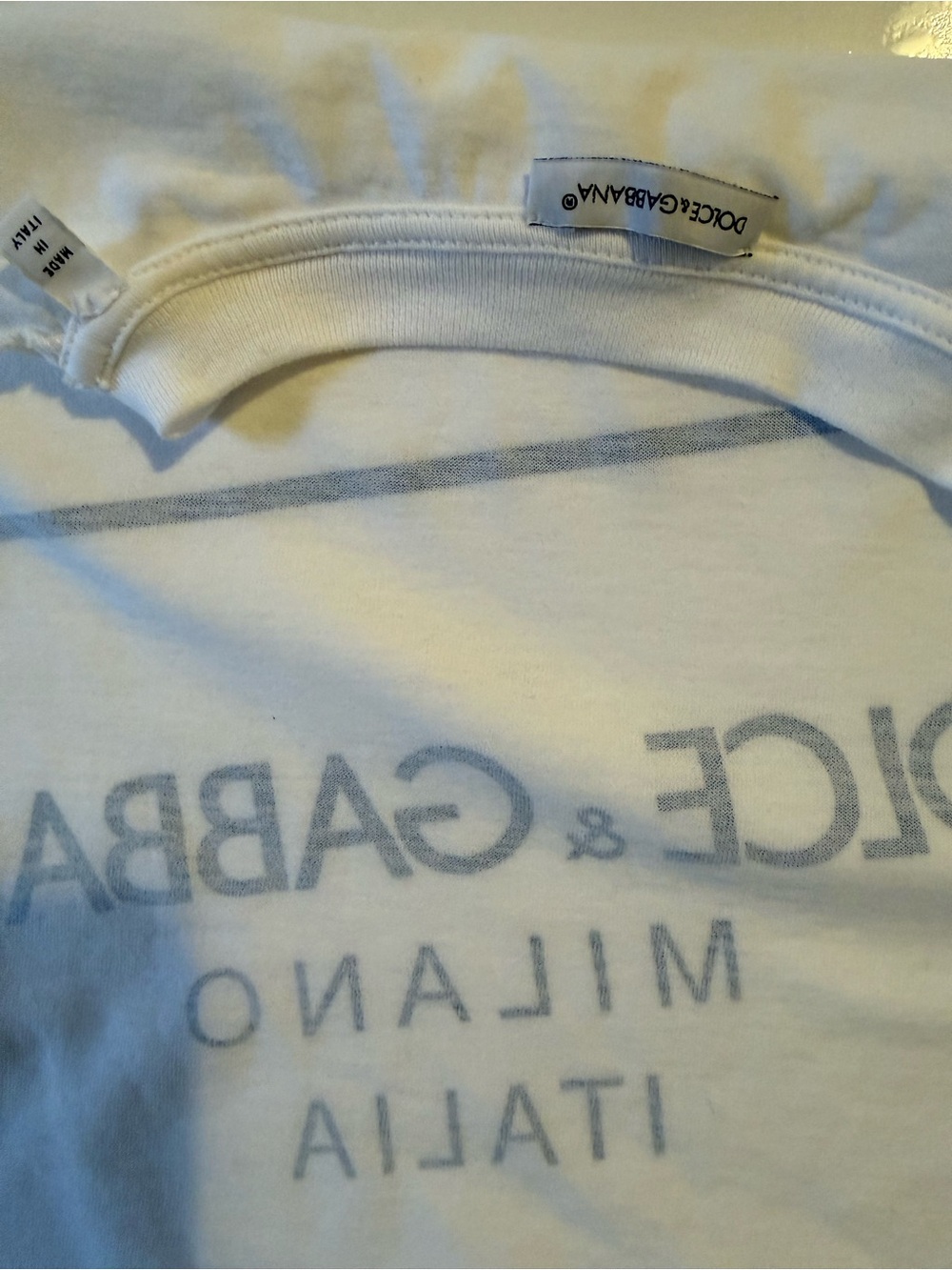 Dolce & Gabbana White Tee with Holographic Care Tag